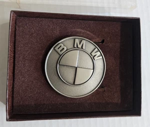 RARE Vintage 1970's BMW Pewter Round 2 1/4" Belt Buckle NEW - Picture 1 of 3