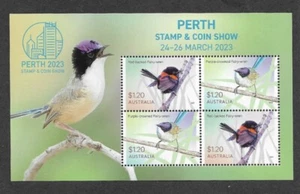 AUSTRALIA BIRDS FAIRY WRENS MNH MIN SHEET PERTH STAMP & COIN SHOW 2023 - Picture 1 of 1