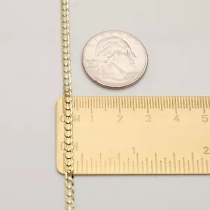 14 Karat Massiv Gelbgold Maßgeschneiderte kubanische Halskette Kette 2-3 mm 11-15 Zoll-Bordstein Glied - Bild 1 von 10