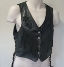 Kerr Fringed Fine Leather Braided-Sides Lined Vest w Inlays MADE USA Sz L MINT!