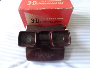 RARE ORIGINAL BOXED MAROON FRENCH BAKELITE VIEWMASTER MODEL E STEREO VIEWER - Picture 1 of 4