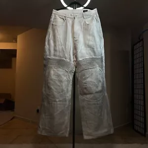 Balenciaga SS23 Mudshow Biker Style White Baggy Denim Pants - Picture 1 of 10