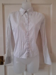 bcbg maxazria White Cotton Collared Button Up Blouse Top Size 6 - Picture 1 of 16