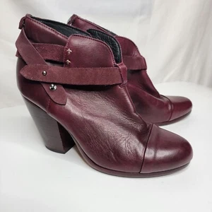 Botines de cuero grada borgoña Rag and Bone Oxblood correa envolvente para mujer 38,5 EE. UU. 8 - Imagen 1 de 10
