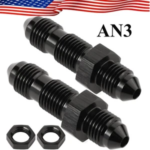 2pcs Bulkhead Fitting -3 An An3 Male To Male Straight Adapter With Nut Aluminum - Picture 1 of 19