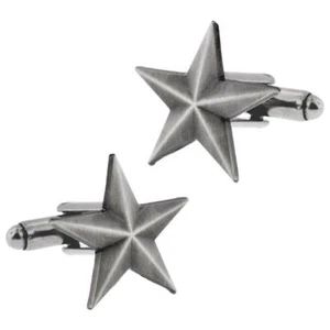 Juego de eslabones de puño antiguo estilo militar estrella de plata vintage de PinMart's - Imagen 1 de 3