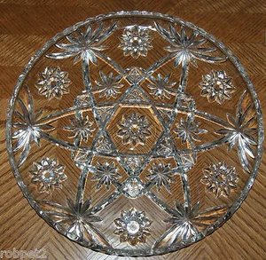 Star Pattern Vintage Pressed Glass Platter 13 1/2" - Picture 1 of 6