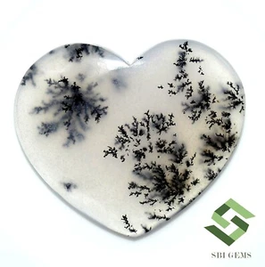 31x26 mm Natural Dendrite Opal Heart Shape Cabochon 27.20 CTS Loose Gemstone - Picture 1 of 6
