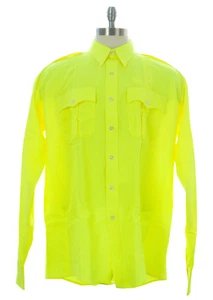FLYING CROSS Men's Neon Yellow Uniform Shirt 35W7899 $50 NEW - Picture 1 of 2