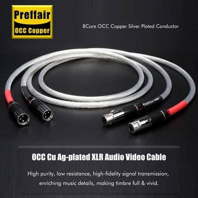 1Pair Preffair HIFI XLR Cable 8Core OCC Copper Silver Plated - Image 1 of 4