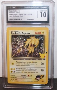 CGC Como Nuevo 10 Rocket's Zapdos Holo Pokémon Celebraciones Colección Clásica 15/132 - Imagen 1 de 6