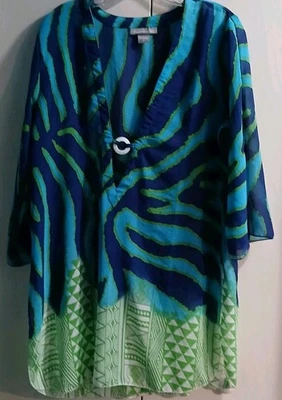 Peppermint Bay Shear Colorful Tunic Women's Sz M Duster Cover-Up Lightweight  - Image 1 of 4