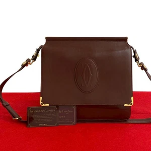 CARTIER Must Line Shoulder Bag leather wine-red 20614 - Picture 1 of 10