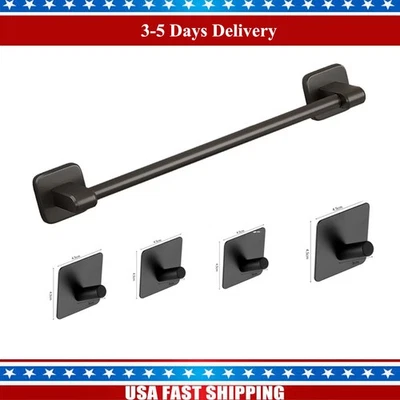 Полотенцесушитель 40 см с 4 шт. полотенцесушитель крюк самоклеящийся настенный матовый черный  - Изображение 1 из 4