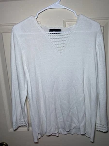 Sag Harbor Top Womens Sweater White Knit Casual - Picture 1 of 4