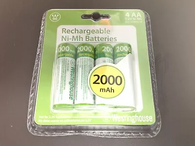 NEW 4 Pack of Westinghouse Rechargeable AA Batteries,  2000mAh,  1.2V - Image 1 of 2