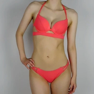 Victoria's Secret Pink Bombshell Cutout Bikini Halter Top & Cheeky Bottoms 32A S - Image 1 of 4