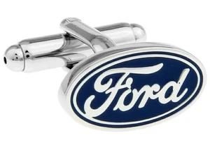 Ford Silver Blue Cufflinks Formal Business Wedding Gift for Suit Shirt Party - Picture 1 of 1