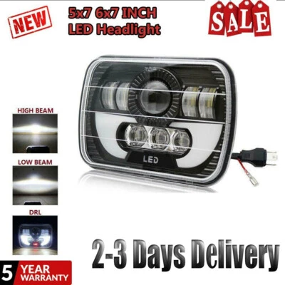 DOT 7X6" LED Headlight Projector H4 HiLo Sealed Beam DRL fit forJeep Wrangler YJ - Image 1 of 4