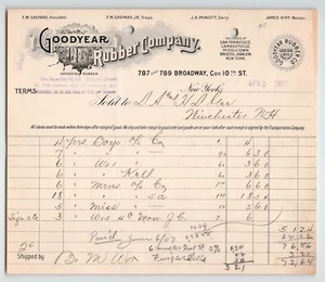 1907 New York, Goodyear Rubber Co. billhead receipt - Picture 1 of 4