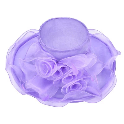 A341 Mujeres Ala Ancha Kentucky Derby Vestido Sol Floral Sombreros Flojos Iglesia Boda Foto 1 de 4