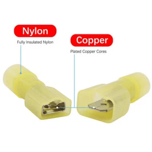 Spade Connector Thick Nylon Electrical Wire Crimp Terminals 12-10AWG 50PCS - Picture 1 of 11