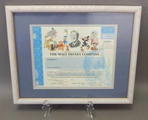 Framed Vintage The Walt Disney Company Common Stock Share Certificate Specimen - Picture 1 of 3