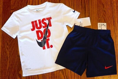 NIKE SPORT AUTHENTIC TODDLERS BOYS ORIGINAL BRAND NEW 2Pc SHORTS SET Size 4, NWT - Image 1 of 2