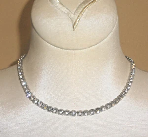 Vintage Classic Round Clear Rhinestone Evening Necklace by Weil Jewelry - Picture 1 of 6