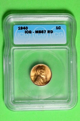 1940 ICG MS67 RD Lincoln Wheat Cent #B26358 - Image 1 of 2