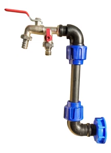IBC Schwanenhals 1/2" Auslaufhahn doppelter Auslass für Regenwassertank #2010 - Bild 1 von 3