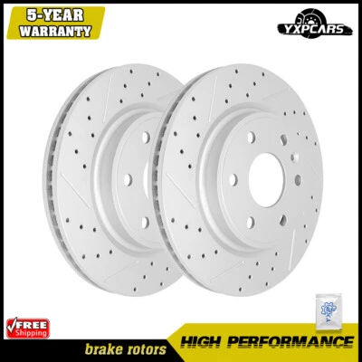 Front Drilled Brake Rotors For 2009-2017 Chevy Traverse 2007-2016 GMC Acadia - Image 1 of 4