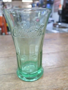 Vintage Coca-Cola Flared 6-1/4" Tumblers Green Tinted Libbey Glass - Picture 1 of 9