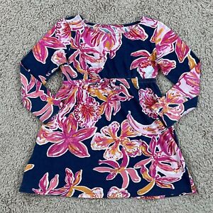 LILLY PULITZER Navy Sunny Sophie Long-Sleeve Round Neck A-Line Dress Girls 4T