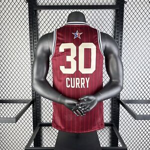 24th Season All-Star Red No. 30 CURRY Round Neck Basketball Jersey