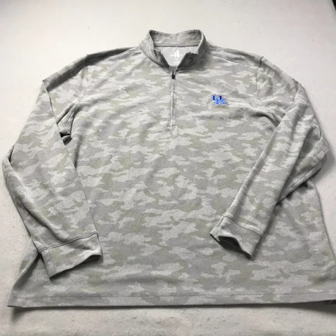 Kentucky Wildcats Jacket Mens 2XL XXL Gray Johnnie O 1/4 Quarter Zip Camo NCAA Cover