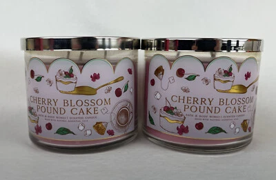 2 Bath & Body Works白色谷仓樱花磅蛋糕3芯大蜡烛 — 第 1/2 张图片
