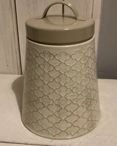 Pour La Maisonette Jeff Banks Tapered Lidded Metal Tin/ Caddy / Storage Jar - Picture 1 of 4