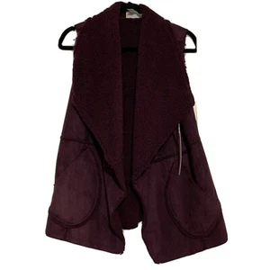 Caslon Vest Womens Small Plum Purple Open Front Faux Fur NWT - Picture 1 of 6