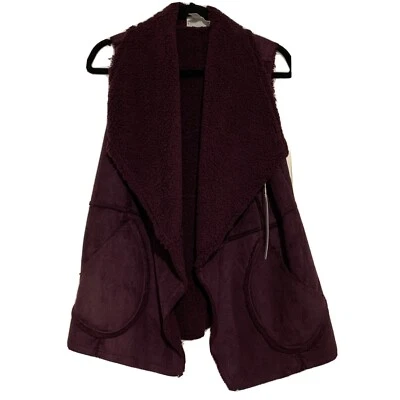 Chaleco Caslon Mujer Pequeño Ciruela Púrpura Frente Abierto Imitación Piel Nuevo con Etiquetas Foto 1 de 4