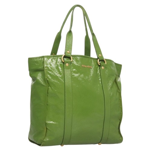 Borsa a tracolla Miu Miu smaltata verde oro originale 123375