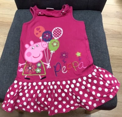 Young Girls - Peppa Pig Pink Dotted/Balloons Dress - 1 1/2 - 2 Years - Used (L20 - Image 1 of 4