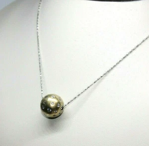 14k White Gold Chain 20'' Ball Pendant 15mm Woman's - Picture 1 of 9