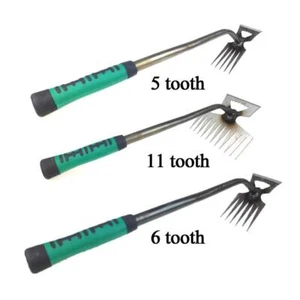 2-in-1 Garden Rake Weed Puller Manual Tool for Grass Rooting and Loose Soil Work - Picture 1 of 27