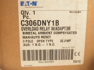 EATON C306DNY1B OVERLOAD RELAY W/ADAPTOR 3P 32A 1 NO - 1 NC LIEBERT 124547P1 - Picture 1 of 4