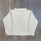 Clan Royal Knitted Jumper Chunky Knit Mock Neck Sweater, White, Womens Large