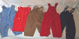 Vintage 24 Monate 2T Overall 5 Stück Cord Polyester rot blau braun rot - Bild 1 von 23