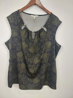 Top sin mangas Studio Works para mujer talla grande verde oliva y negro, talla 2X Foto 1 de 4