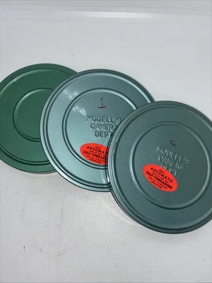 Lote de 3 carretes de película vintage de 8 mm con botes de metal 5” diapositiva modelo’s Reelane Foto 1 de 4