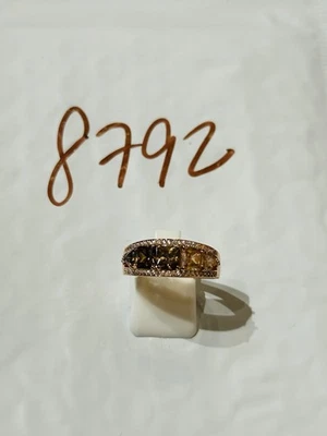 Anillo Bomba Fiesta Talla 9 Joyería RBP Marrón y Miel Gemas Oro Rosa P Uso Pesado* Foto 1 de 4